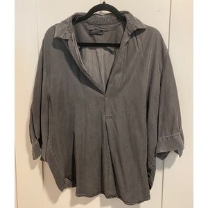 Zara Gently Used Grey Denim Silky Shirt